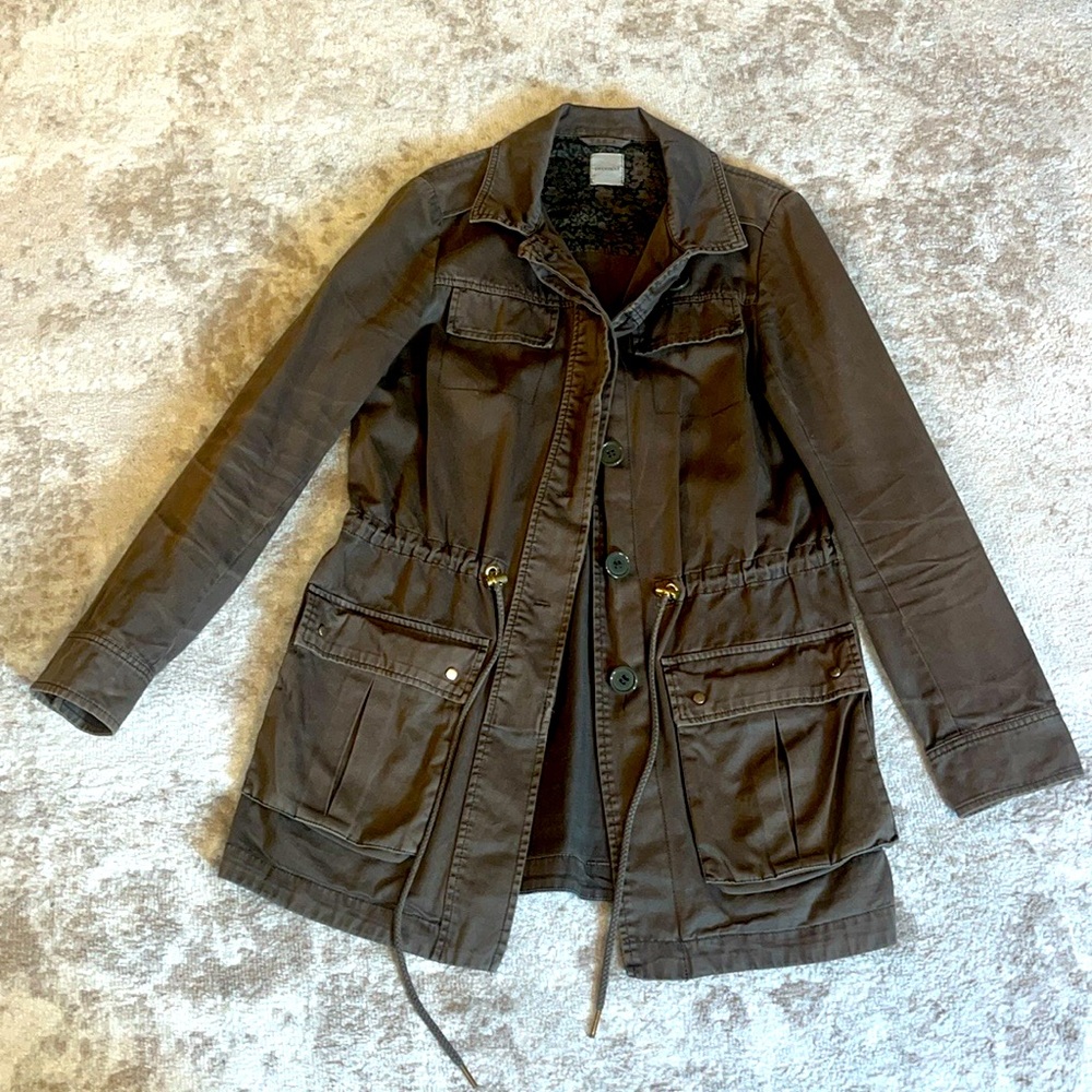 Promod Army Green Button Cargo Jacket Size 8